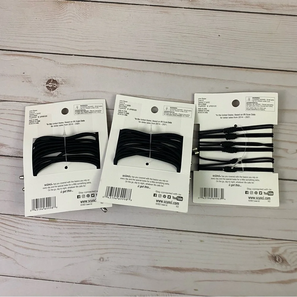 3x Scunci Ponytailers 6-pcs each pack Black 1 with Faux Pearls